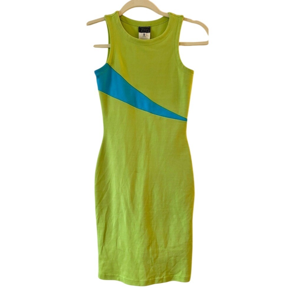 Vintage Gianni Versace Versus Iconic Green Blue Dress Women's size 2‎ or 24/38